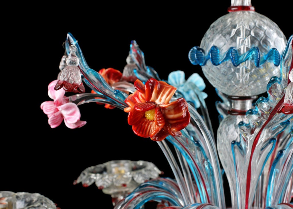 Colorful Venetian Handblown Murano Glass 12-light Chandelier 2