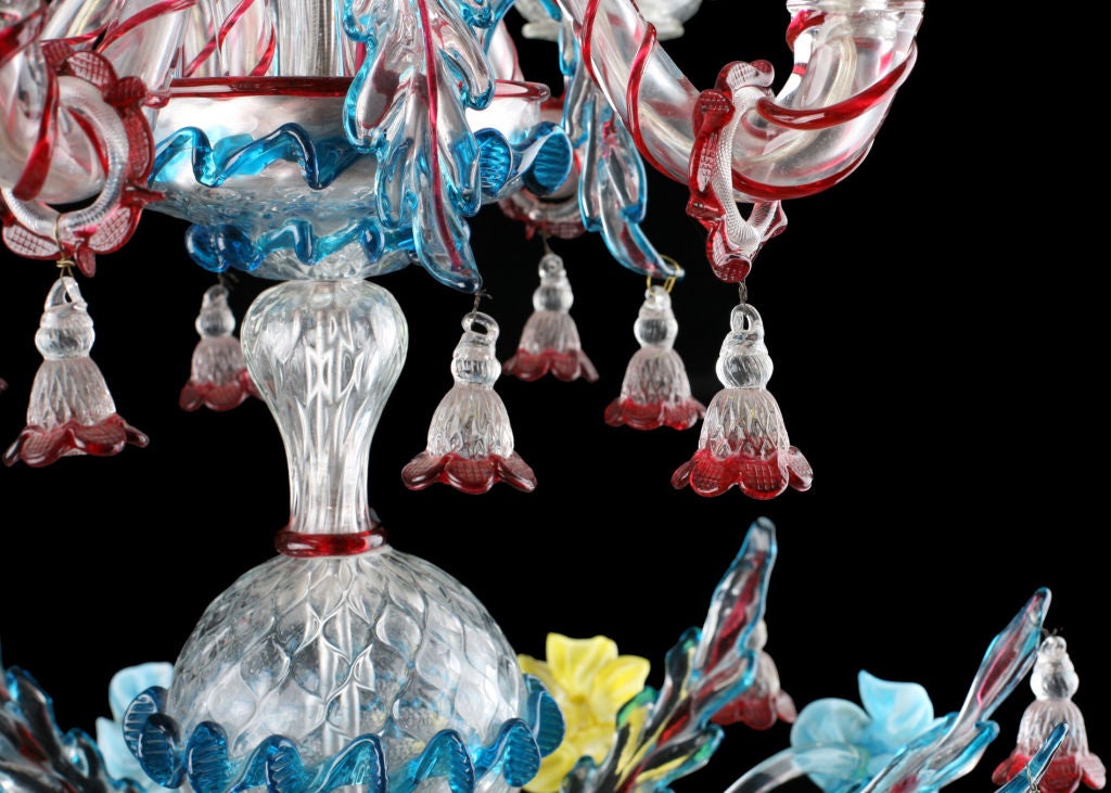 Colorful Venetian Handblown Murano Glass 12-light Chandelier 3