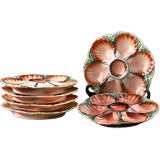 Set of 12 French Majolica ORCHIES Oyster Plates