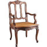Set of Twelve French Antique Walnut Caned Dining Chairs
