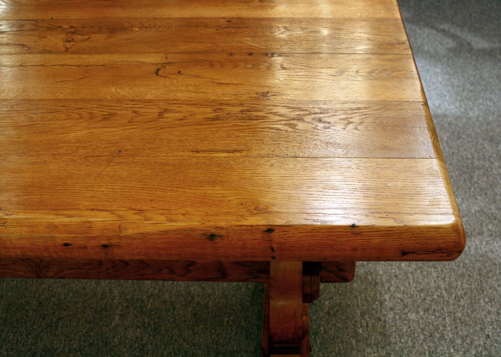 French Antique Oak Trestle Dining Table