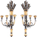 Pair of French Empire Style Carved Wood Sconces