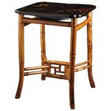 French Antique Bamboo Table with Japanned Lacquered Top