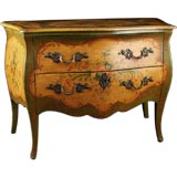 Venetian Antique Painted Bombe Chest of Drawers