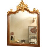 Antique 19th Century French Walnut Mirror with Gold gilting