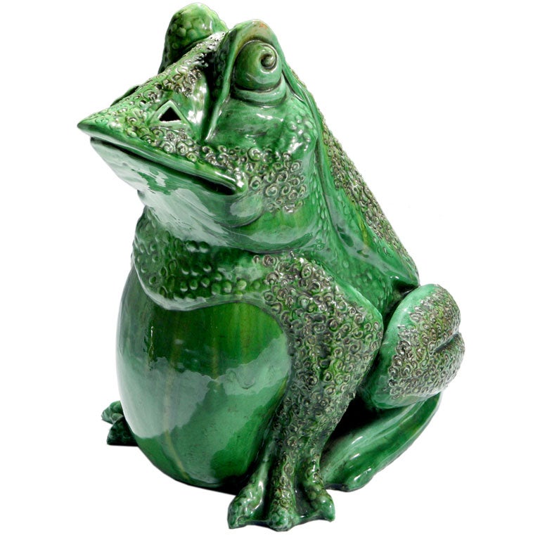 SEATED MAJOLICA FROG