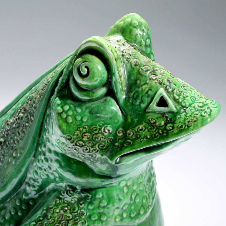 French SEATED MAJOLICA FROG