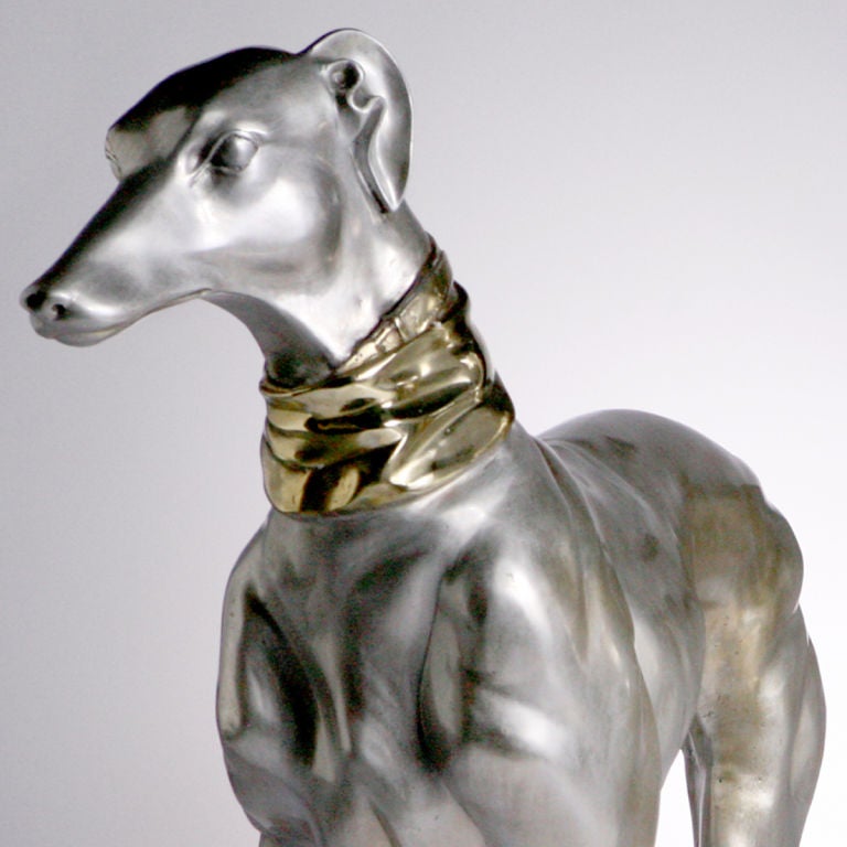 French PAIR OF BRONZE GREYHOUNDS