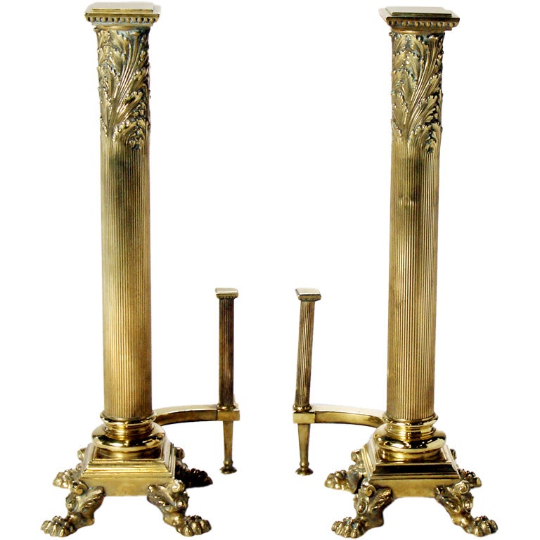 French Brass Chenets For Sale