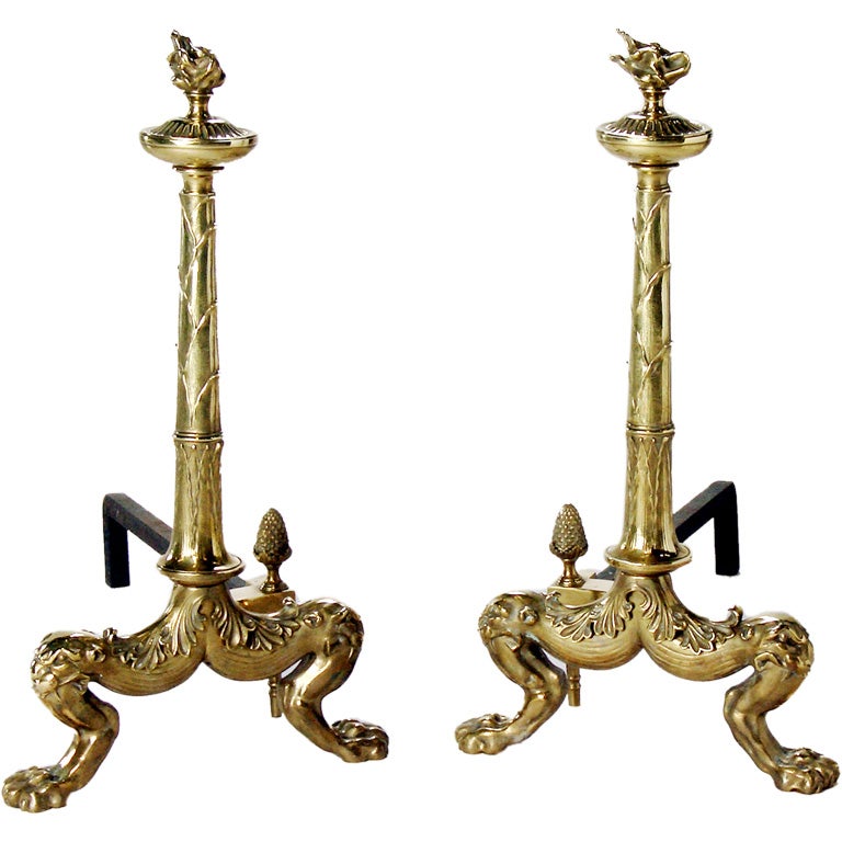 Large Brass Andirons