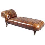 Antique VICTORIAN LEATHER CHAISE