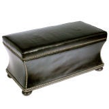 Antique ENGLISH LEATHER OTTOMAN