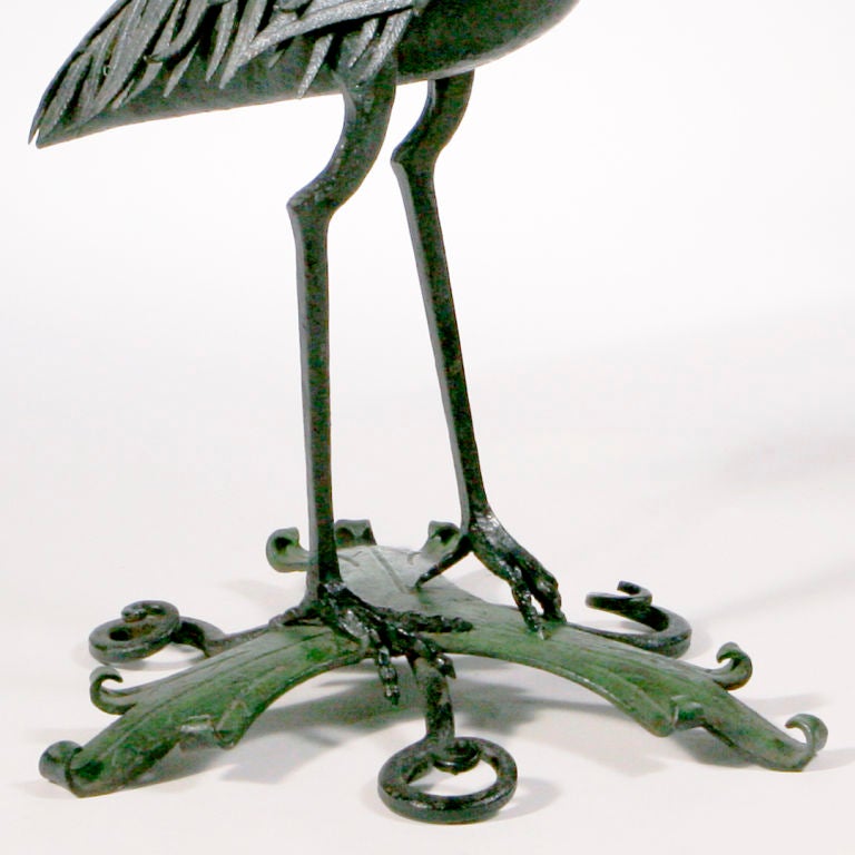 19th Century French Iron Heron Stand For Sale