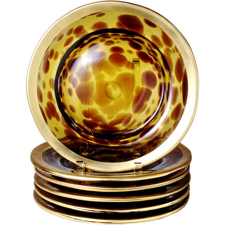 Tortoise Shell Glass Plates at 1stDibs | tortoise shell charger plates ...