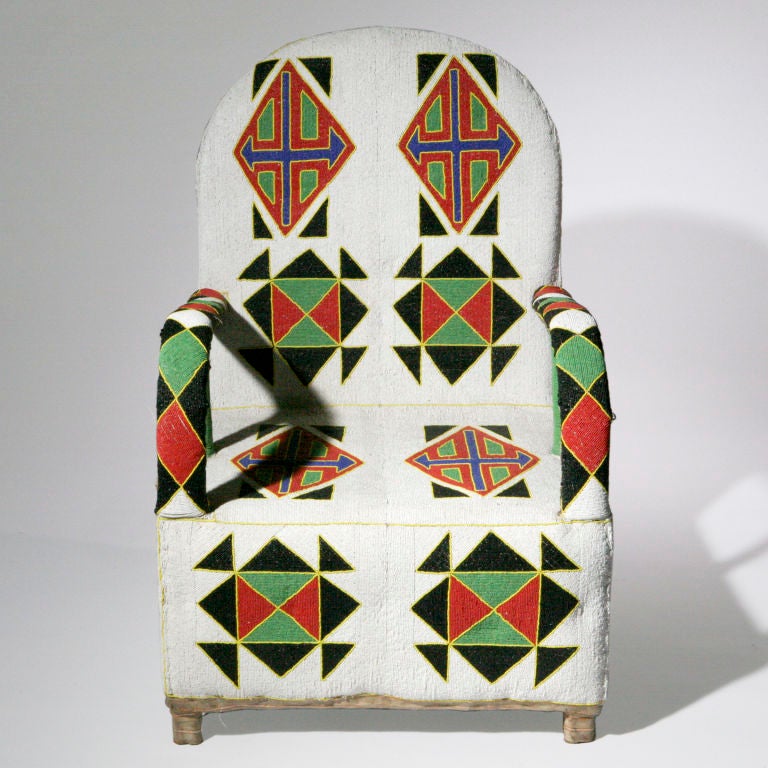 African Beaded Chair In Excellent Condition In New York, NY