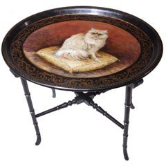 Antique Lacquered Cat Tray