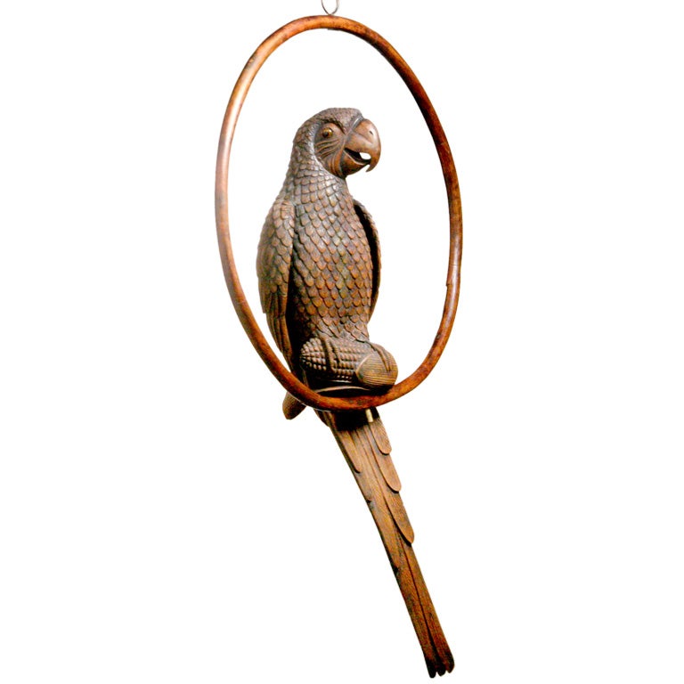CARVED WOOD PARROT