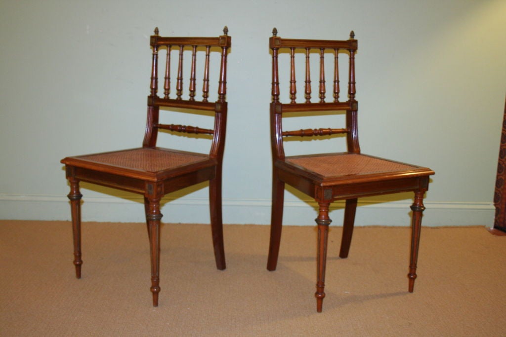 Pair French 1900s Louis XVI Style Sidechairs With Wicked Seats.