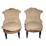 Pair of French 19th Century Slipper Chairs