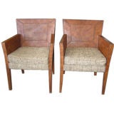 Pair of Hermes Style Leather Stiched Chairs