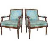 Pair of LXVI Style Open Arm Bergeres