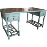 Chinese Aqua Lacquered Campaign Desk