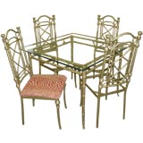 Elegant 5 pc Faux Bamboo Enameled Metal Patio Set