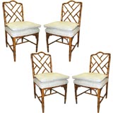Set of 4 Chippendale / Faux Bamboo Style Dining Chairs