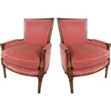 Pair of  French Directoire Style Bergeres