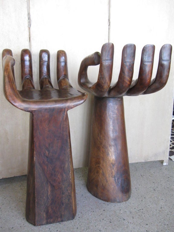 Pair of Carved Bar Stools Style of Pedro Friedeberg 1