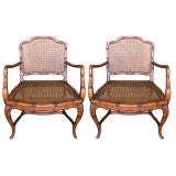 Pair of Faux Baboo Caned Arm Chairs