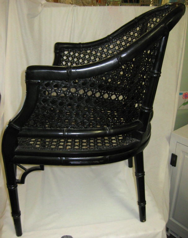 Pair of Faux Bamboo Bergeres/Armchairs