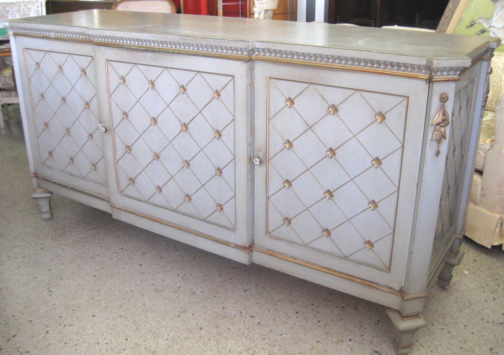 Beautiful French painted ,sidedeboard,chest,cabinet,credenza,server,console, commode, buffet. Versatile, chic, fabulous accent piece for your dining room, living room or bedroom. Could also be used as a vanity with a double sink in a bathroom. <br