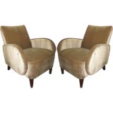 Elegant Pair of French Art Deco Club Chairs