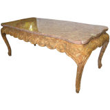 Elegant  Italian Ribbon Coffee Table with Pink Marble Plateau