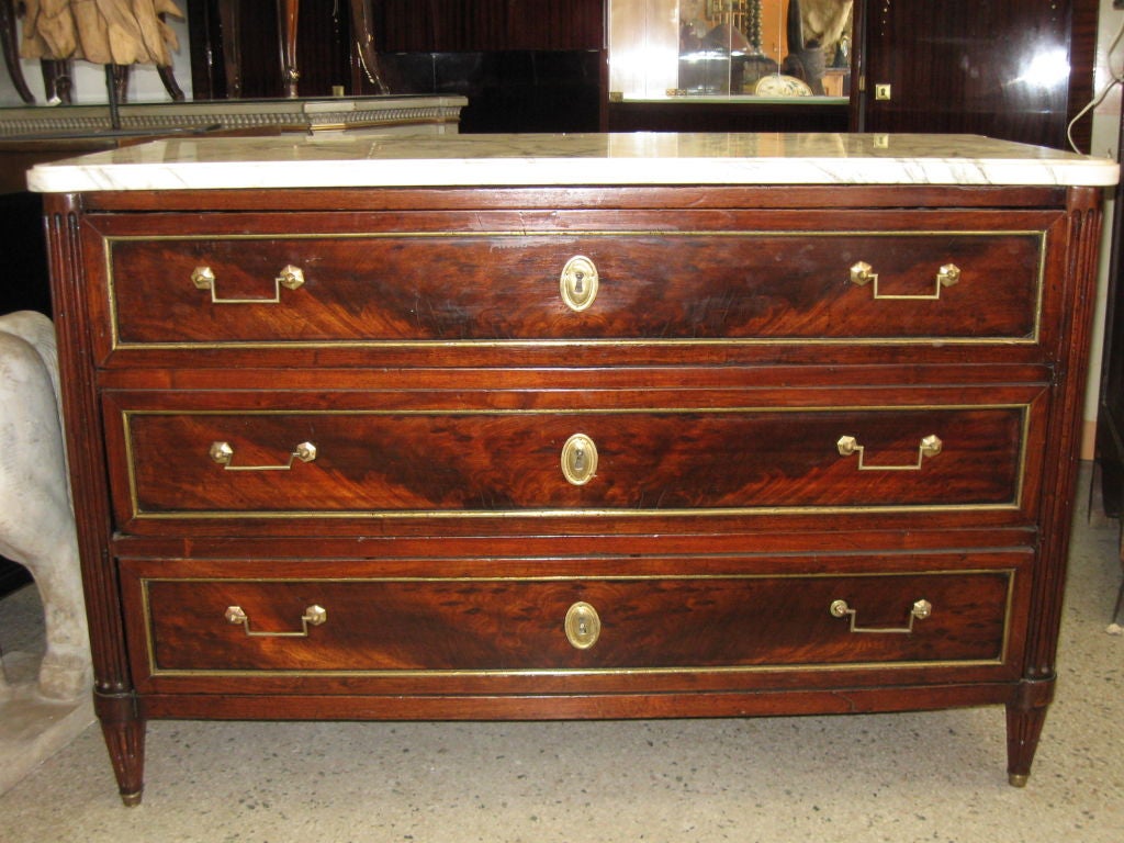 French 19thC Flaming Mahogany LXVI Chest of Drawers/Commode