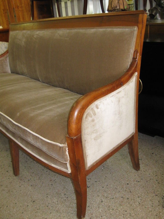 19th C French Walnut Directoire Style Banquette/Settee 1