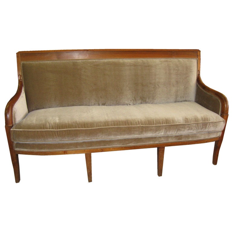 19th C French Walnut Directoire Style Banquette/Settee