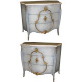 Pair of Sweedish Painted Marble Top Commodes
