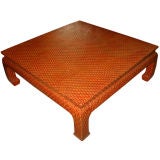 Grasscloth/Lacquered Coffee Table By Baker, Silver Label
