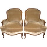 Pair of French LXV Style Down Filled Bergeres