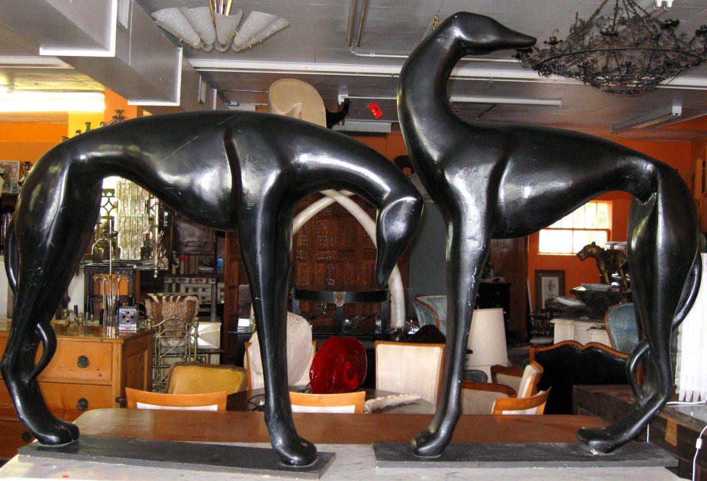 Wonderful Large Pair of Fiber Glass Greyhounds