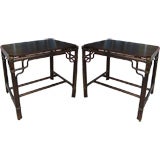 Pair of McGuire End Tables with Chinese Chippendale Twist