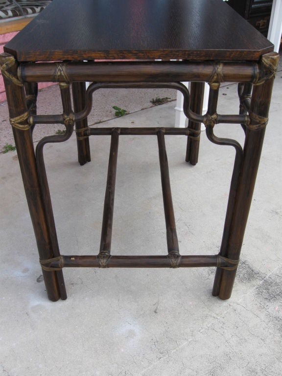 Late 20th Century Pair of McGuire End Tables with Chinese Chippendale Twist