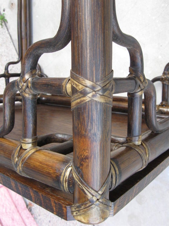 Pair of McGuire End Tables with Chinese Chippendale Twist 2