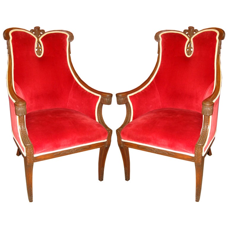 Pair of of Rope /Tassel / Plume Bergeres/Armchairs