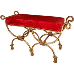 Double Pedestal Thick Rope and Tassel Bench