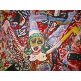 Vintage Huge! POP ART! Painting of Masked Cannon Woman