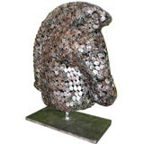 Large Trojan Horse Head Sculture Metal Assemblage