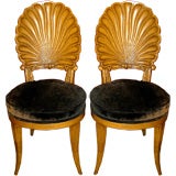 Vintage Pair of Classical Shell Back Chairs